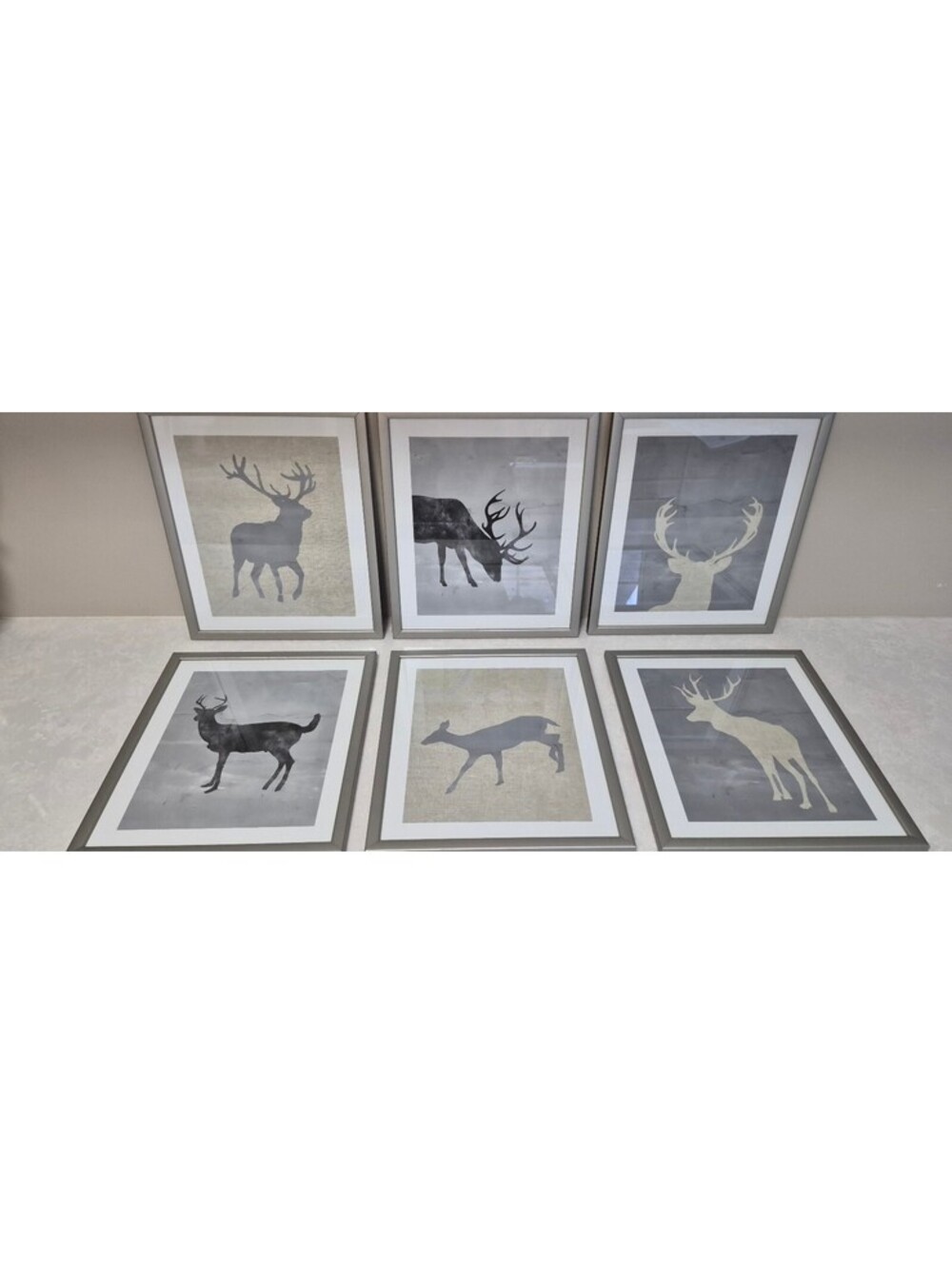 Celadon Art Posed Deer Gallery Set 6 Framed Prints Cabin Lodge Wall Decor 10x12
